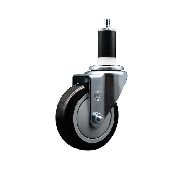 Service Caster 4'' Black Poly Wheel Swivel 1-3/8'' Expanding Stem Caster SCC-EX20S414-PPUB-BLK-138 - main